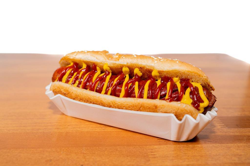 Hot Dog KM · Halal Beef Sausage with Ketchup and Mustard