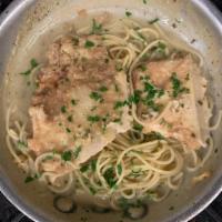 Chicken Francese Entree · Lightly battered chicken sauteed in white wine and lemon butter sauce.