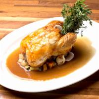 Roasted Cornish Hen · Roasted cornish hen au jus. Cooked a la minute for you. Gluten free. Dairy free.