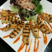 BBQ Albacore · grilled white meat tuna topped with spicygarlic house sauce.