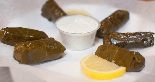 Grape Leaves · 6 pieces. Stuffed with rice, diced parsley, and onions cooked in olive oil. served with tzatziki. Add fixings for an additional charge.