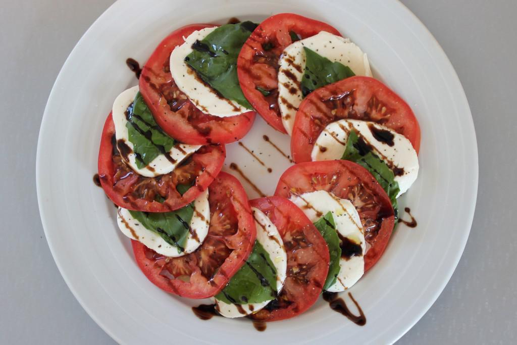 Caprese Salad · Tomato, mozzarella, basil, balsamic glaze and extra virgin olive oil. Gluten free.