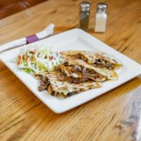 Quesadilla Ranchera · 1 quesadilla filled with beans, cheese, onions and your choice of grilled chicken or steak w...