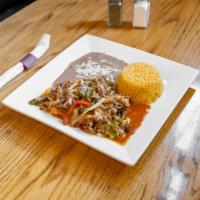 Enchiladas Rancheras · Recommended. 2 cheese enchiladas with por carnitas cooked with onions and bell peppers. Serv...