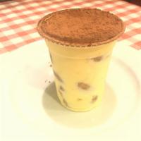 Tiramisu · Light mascarpone cream on a coffee and rum soaked sponge cake. We wouldn't complete it.