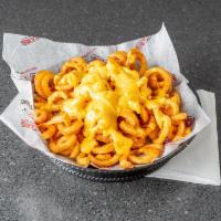 Curly Cheese Fries · Fried potatoes topped with cheese. Our Curly cut Fries smoothered in cheddar cheese sauce. F...