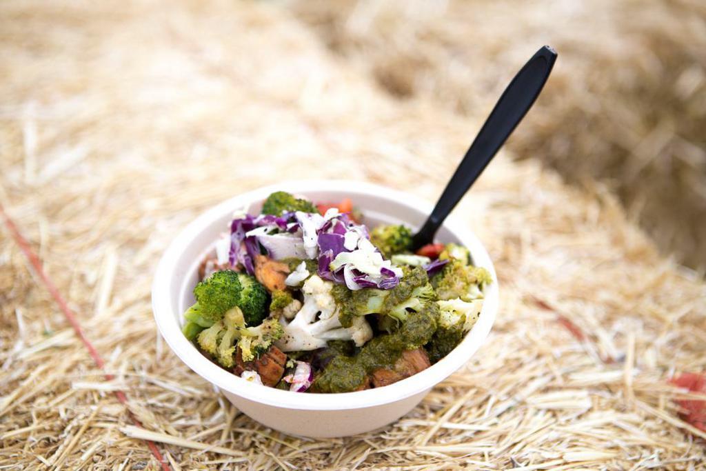 Beef ＆ Barley · Jalapeno shredded beef over hearty pearled barley, topped with chimichurri and sauteed veggies.