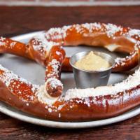 Bavarian Uber Pretzel · Classic or everything crusted with IPA mustard.