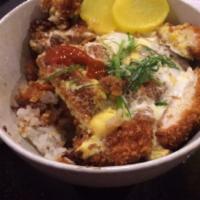 Chicken Katsu Don · Deep fried chicken and egg over rice.