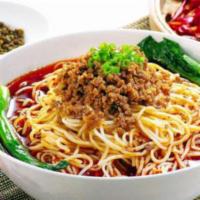 Dan Dan Noodle · Hot and spicy. Chili minced pork with noodle.
