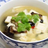Tofu Soup · Soup made from bean curd.