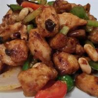 Kung Pao Chicken · Served with steamed rice. Hot and spicy.