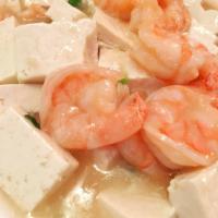 Shrimp with Tofu · Served with steamed rice.