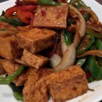 Basil Tofu · Fried tofu. Served with steamed rice. Hot and spicy.