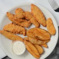 Fingers and Fries · Juicy chicken fingers and fries to keep your stomach happy. 4 chicken finger (tender) and ha...