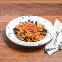 Frutti di Mare Linguine · Shrimp, scallops, calamari, clams and mussels.