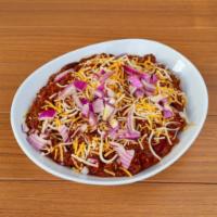 Jimmy E’s Chili · House-made hearty chili with kidney beans, topped with cheese and onions.