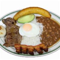 Mini Tipica - MINI TIPICA · With rice, beans, grilled steak or ground beef, egg, pork rind, avocado, sweet plantain and ...
