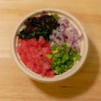 Waikiki Poke Bowl · Ahi tuna, red onion, green onion, furikake, seaweed and sesame soy.