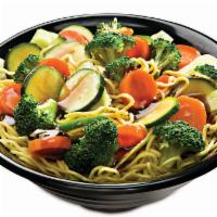 Vegetarian Teriyaki Yakisoba Bowl · Japanese noodles wok-stirred with our Japanese vegetables (carrots, broccoli, green bell pep...
