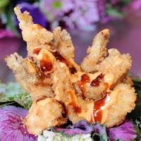 Rock Shrimp · Breaded shrimp with spicy mayo and brown sauce.