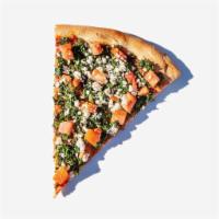 The Florentine Pizza · Garlic sauteed spinach, chopped tomatoes, melted mozzarella and crumbled feta. 