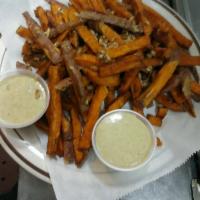 Sweet Potato Fries · Served with a creamy pecan honey sauce, sprinkled with chopped pecans. Extras/Additions to o...