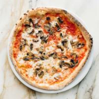 Funghi Pizza · Mushrooms, fresh mozzarella, pomodoro, basil, and Grana Padano.