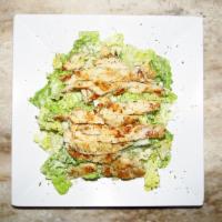 Chicken Caesar Salad · Crisp romaine lettuce with a classic Caesar dressing topped with juicy chicken breast.