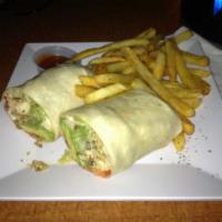 Avocado Chicken Ranch Wrap · Grilled chicken breast with fresh sliced avocado, lettuce, tomato and our homemade Cajun ran...