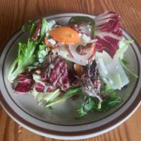 Side Salad · Organic greens from Gathering Together Farm in Philomath,
candied Baird Orchards Hazelnuts, ...