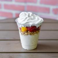 Yogurt Parfaits · Vanilla Yogurt topped with Honey Almond Granola, Honey and your choice of fruits (up to 4). 