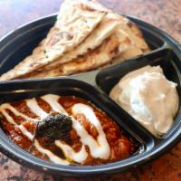 Appetizer Duo · Eggplant Delight and Must-o-Musir – served with naan 