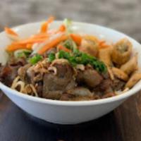 Grilled Pork and Egg Roll Bowl · Bun thit nuong cha gio. 