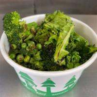 Side of Grilled Mixed Greens · Seasoned and grilled mix of broccoli, kale, and peas.