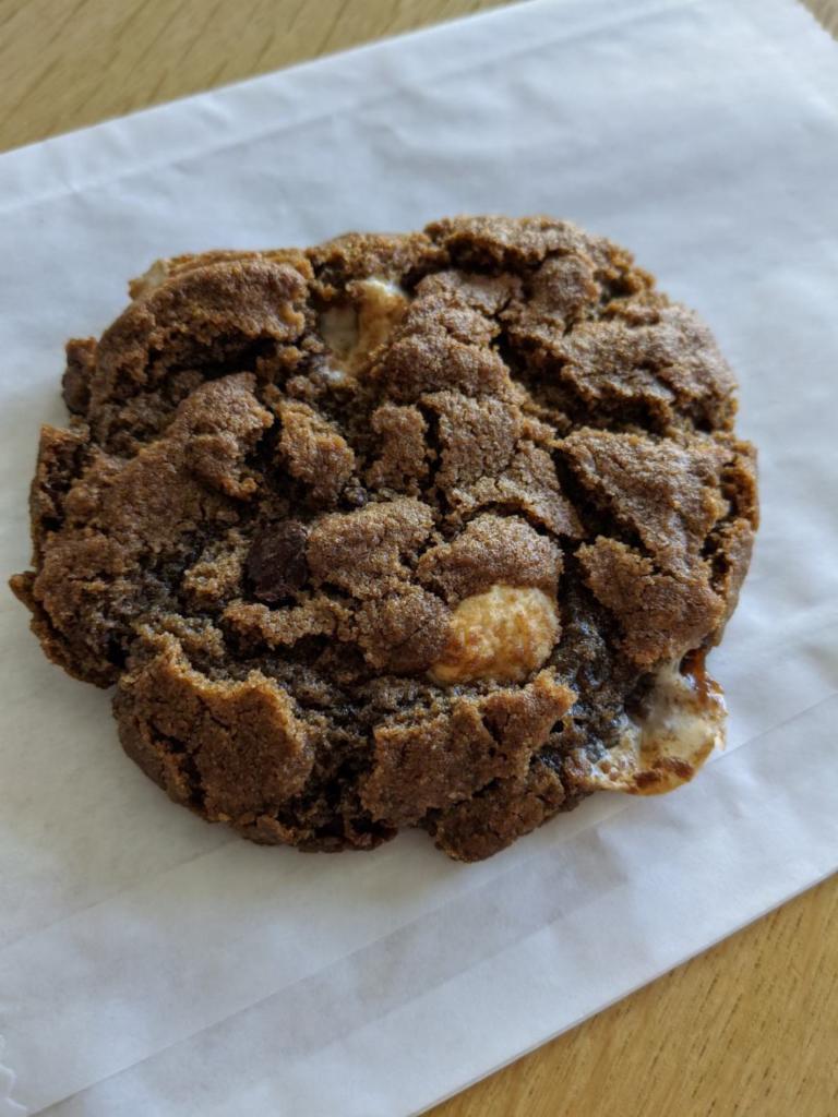 S'mores Cookie · Double chocolate cookie with marshmallows and graham cracker crumbs. Gluten-free!