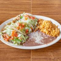 3 Tacos Plate · Choice of meat, flour or corn tortillas. Includes cheese, lettuce, sour cream, and tomato.
