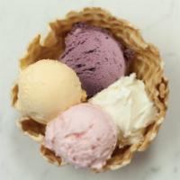 Large Ice Cream Dish · Select up to 4 flavors - same flavor or mix flavors.  Our ice cream is made fresh daily in s...