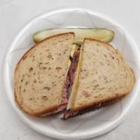 Corned Beef with Swiss Sandwich · serve on deli rye bread with swiss cheese and mustard.