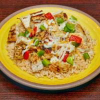 Char-Grilled Chicken and Rice Combo Platter · Specially seasoned chicken breast. Served over rice, with flour or corn tortillas.