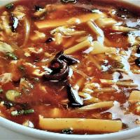 Hot and Sour Soup · Soup that is both spicy and sour, typically flavored with hot pepper and vinegar.