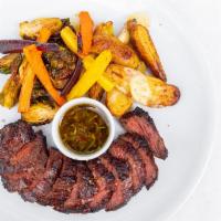 Grass-Fed Hanger Steak · Roasted Hen of the Wood Mushrooms, Cassolette of Carrots ＆ Pearl Onions, Candy Bacon, Crispy...