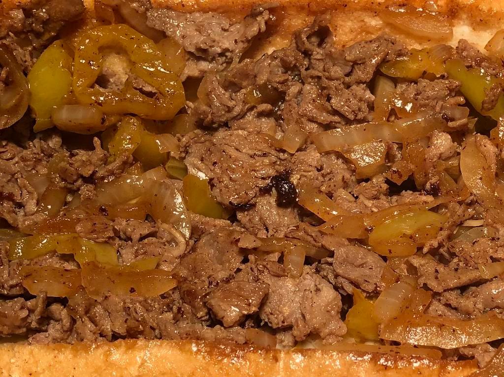5. Plain Pepper Steak Sandwich · No cheese with steak, banana peppers and sauteed onions.