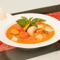 60. Curry Vang · Yellow vegetarian curry. Combination vegetables and tofu. Served with rice or rice noodle Sp...