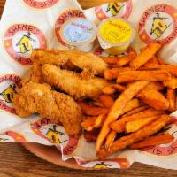 Tenders with Fries · Prepared fried or grilled and tossed in your favorite sauce.