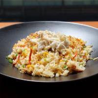 Crab Fried Rice (with REAL crab) · With REAL crab, truffle oil, egg, corn, green onions, carrots, and crispy shallots.