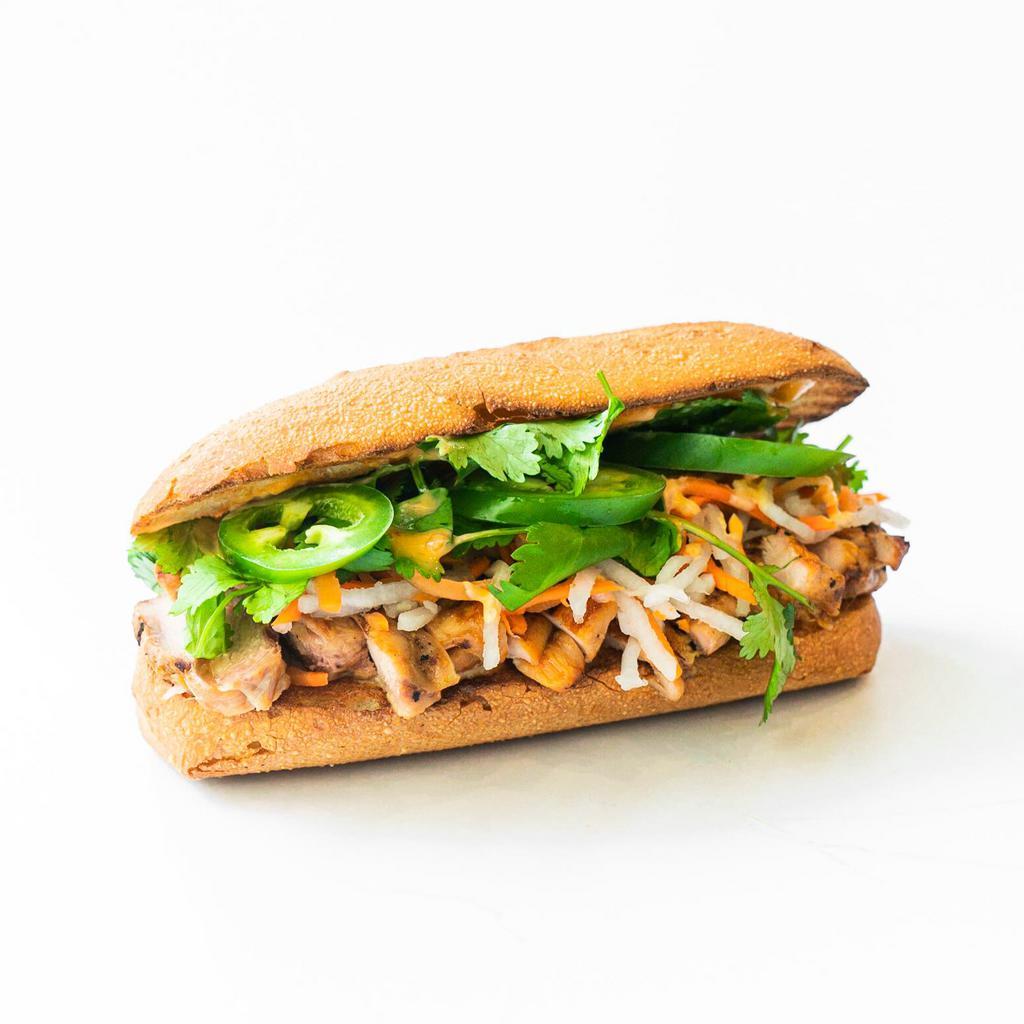 FreshSANDWICH · Served packed with pickled veggies, cilantro, jalapeno, and our famous NamNam sauce in a toasted French Baguette.
