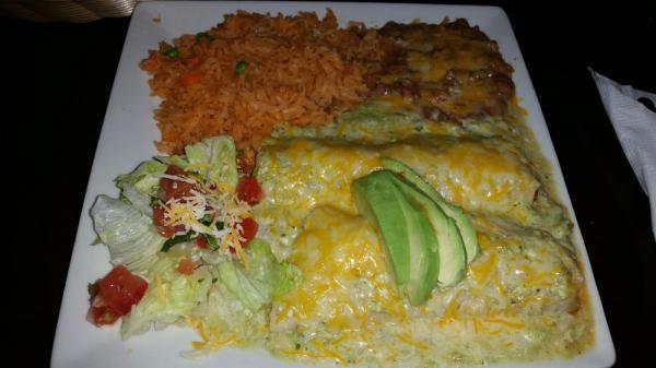 1. 3 Meat Enchiladas Combo · Served with rice and beans or black beans and guacamole.