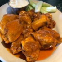 The Tavern’s Buffalo Wings · Mild, regular or extra spicy with celery sticks and blue cheese.