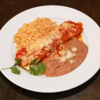 6. Two Spinach Enchiladas and Mexican Rice Combo · Includes Mexi-beans.